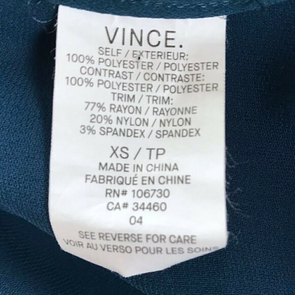 Vince. Teal Long Sleeve Split-Back Blouse Top XS - Picture 5 of 7